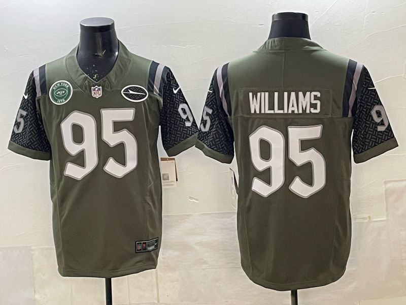 Men New York Jets #95 Williams green 5th generations Throwback Nike 2025 Limited NFL Jersey style 02->new york jets->NFL Jersey